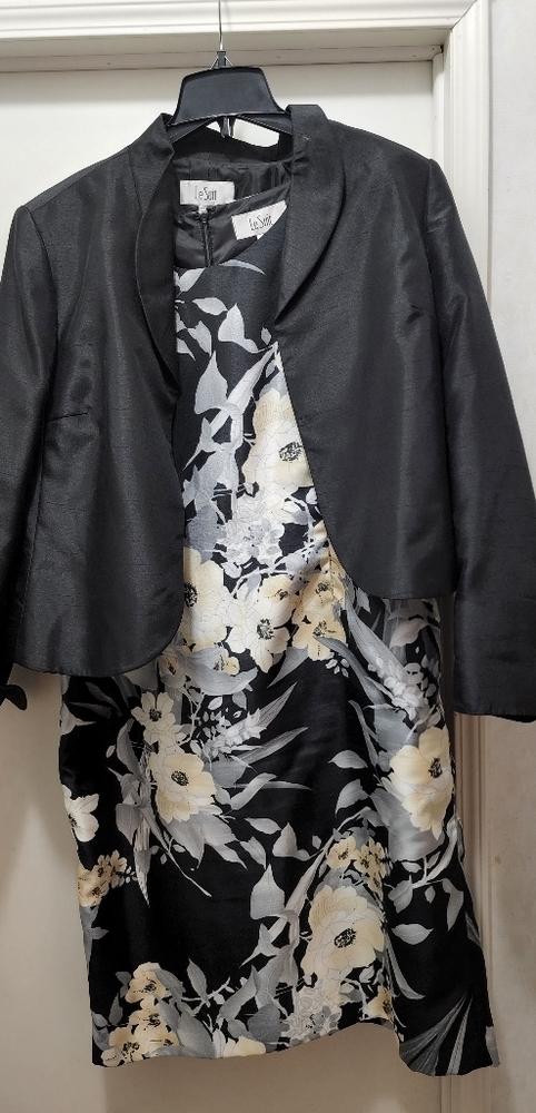 LeSuit Dress with jacket in black, size 16